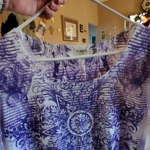 Purple and white top